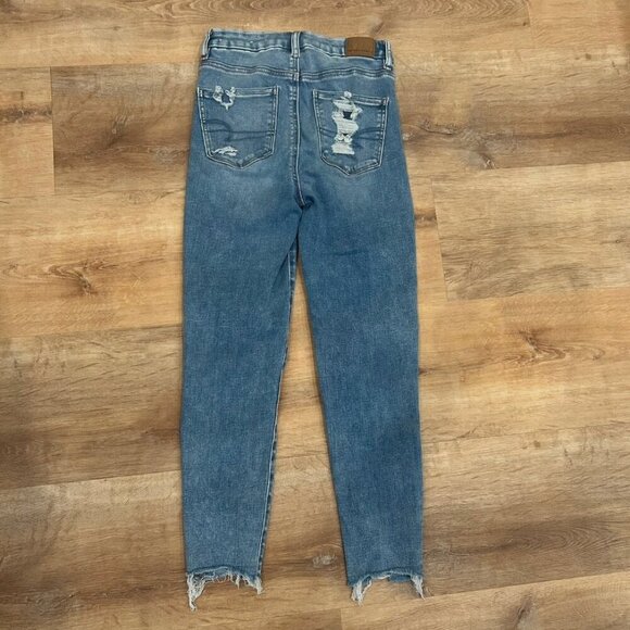 American Eagle Women's 0 Jegging Distressed X-SHORT Stretch HI-Rise Denim Jeans - Picture 2 of 7